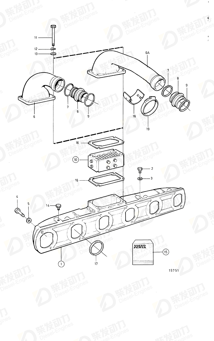 VOLVO Overhaul kit, induction- and exhaust manifold 276052 Drawing